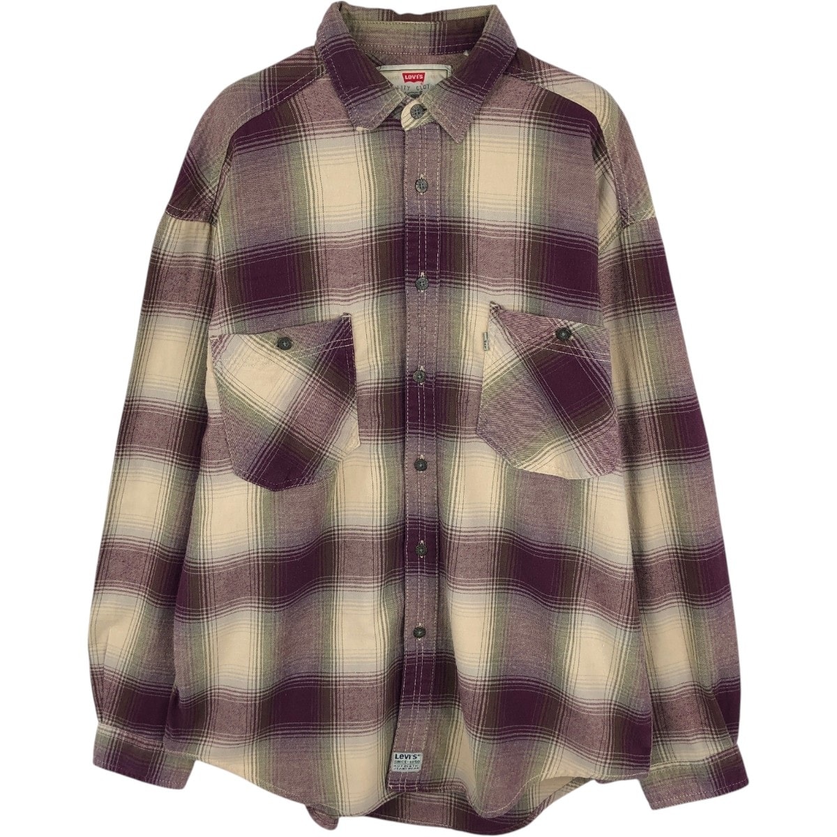 古着 90年代 リーバイス Levi's オンブレチェック 長袖 フランネルチェックシャツ メンズL相当 ヴィンテージ/eaa675474