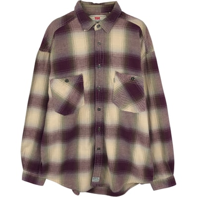 古着 90年代 リーバイス Levi's オンブレチェック 長袖 フランネルチェックシャツ メンズL相当 ヴィンテージ/eaa675474