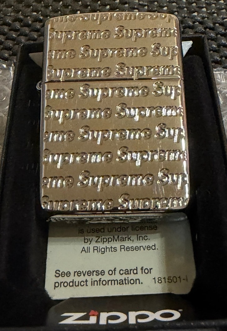 Supreme Repeat Engraved Zippo "Silver"