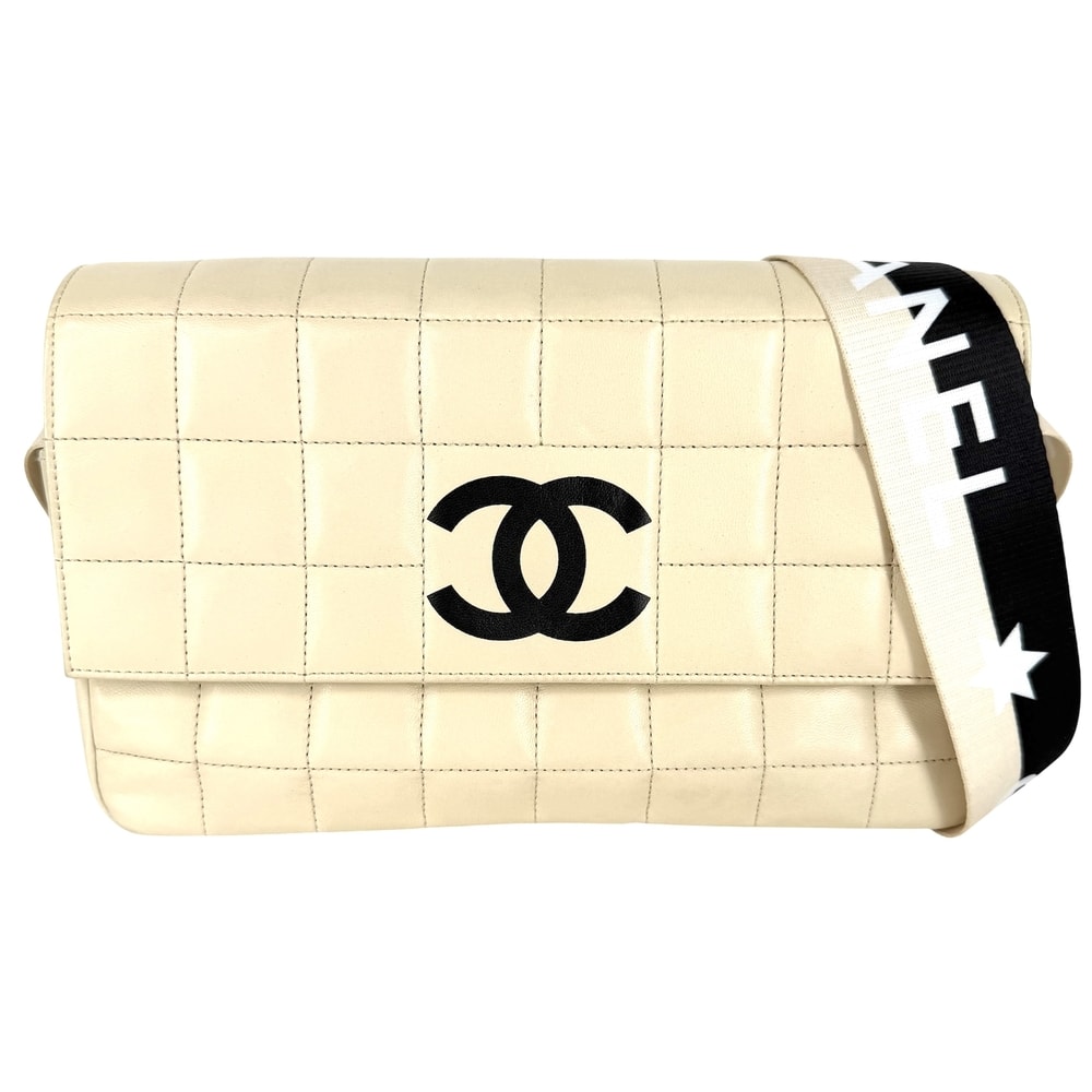 CHANEL シャネル ショルダーバッグ チョコバー スポーツライン ココマーク 肩掛け レザー ホワイト 白 ゴールド金具 レディース【中古品】