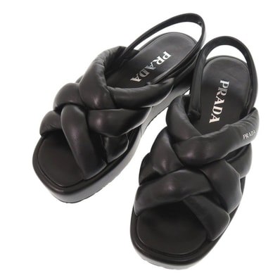 プラダ ロゴ レザー ブラック サンダル