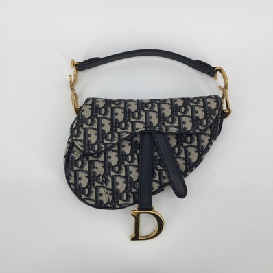 Christian Dior(クリスチャンディオール) サドルバッグ オブリーク ジャガード バッグ ネイビー