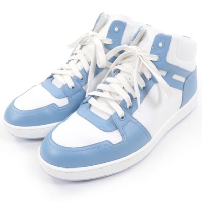 美品 エルメス ハイカットスニーカー インジェクト ライトブルー メンズ 42