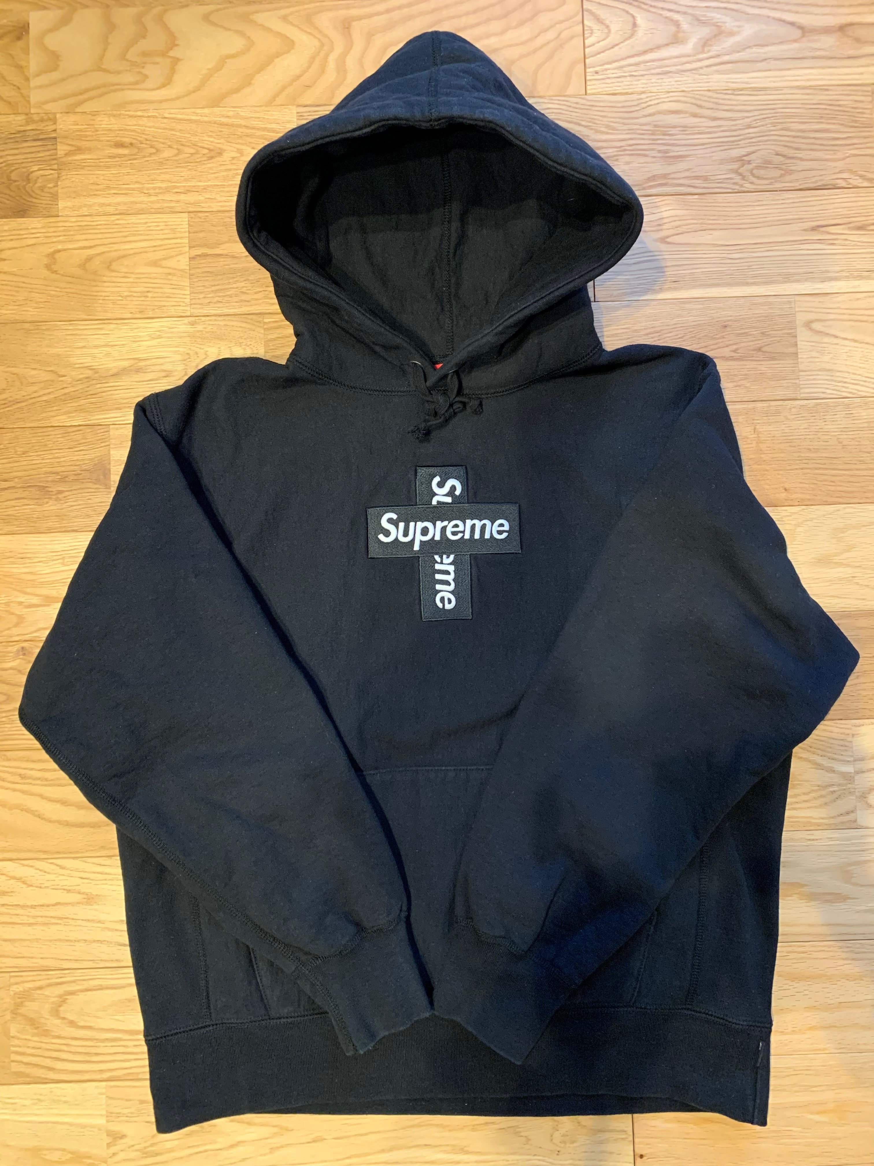 Supreme Cross Box Logo Hooded Sweatshirt "Black"