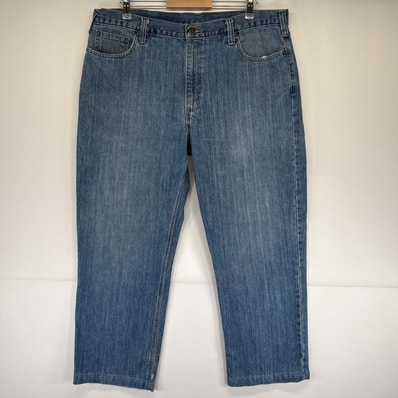 古着 カーハート Carhartt デニムパンツ 5ポケット 大きいサイズ ストレート ジーパン ジーンズ ワーク 色落ち w46 L30 ブルー メンズ