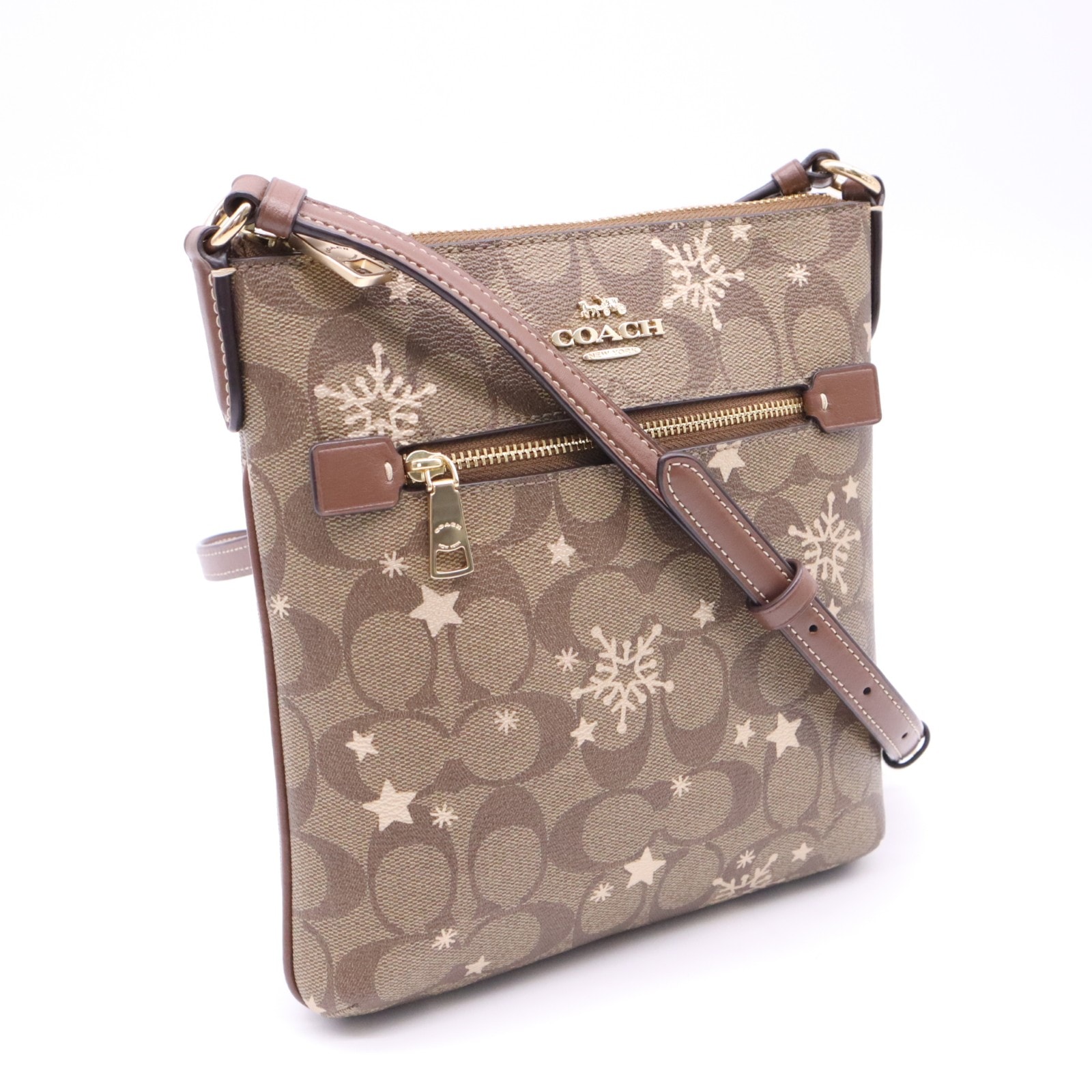 美品 COACH コーチ シグネチャー ショルダーバッグ CN766 ショルダーバッグ ベージュ ブラウン ゴールド シグネチャー レディース