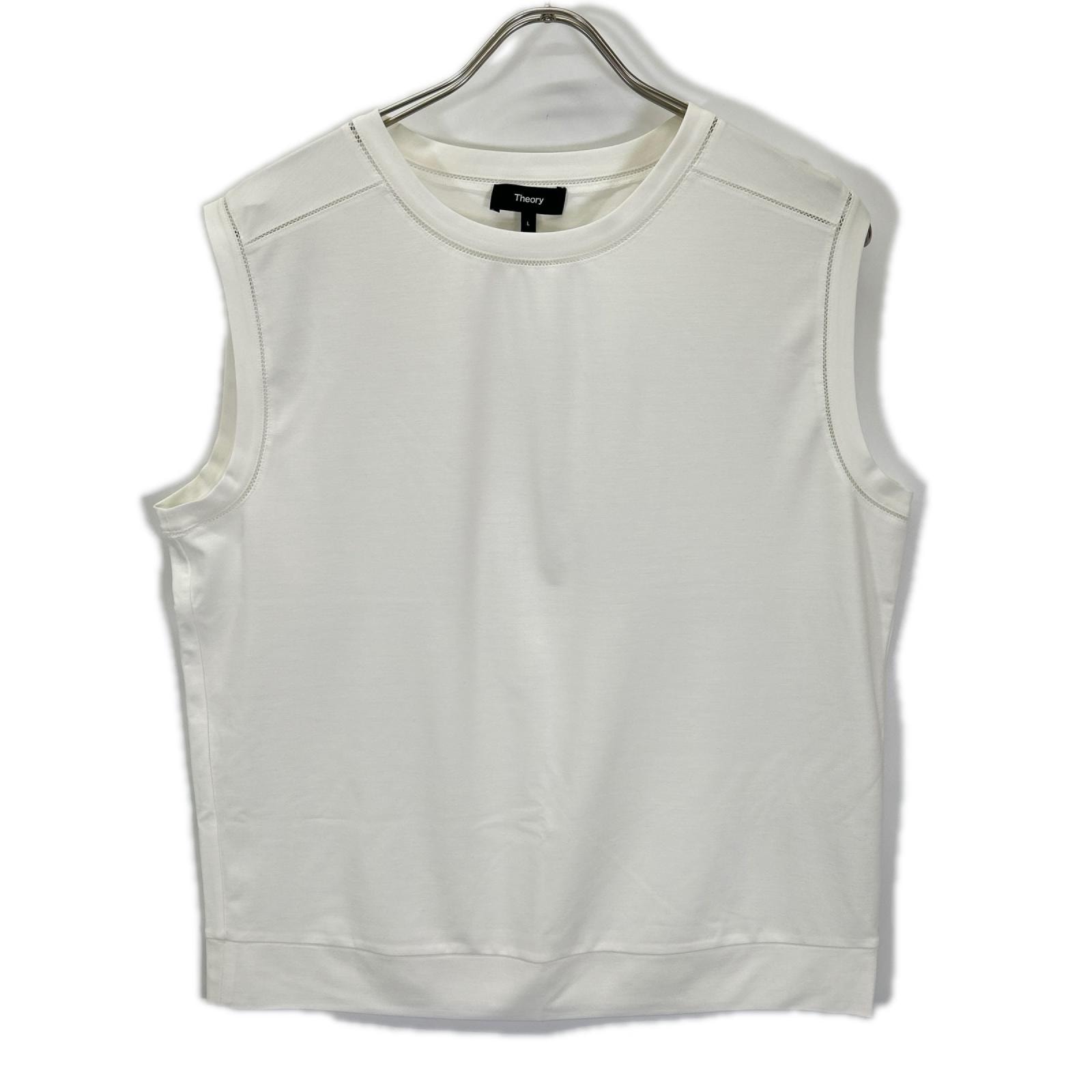 セオリー 25SS 01-5201011 ホワイト レーヨン混 Interlock Knit 2 Muscle Tee L