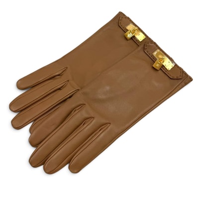 極美品 エルメス 手袋 ブラウン レディース 6.5