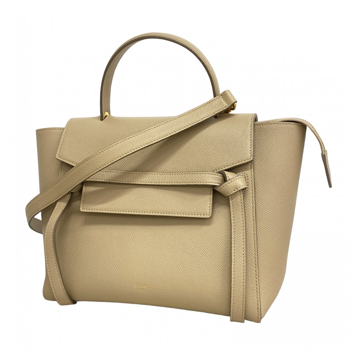 【6dd5434】セリーヌ ハンドバッグ ベルトバッグ レザー ベージュ ゴールド金具 2wayバッグ【中古】レディース