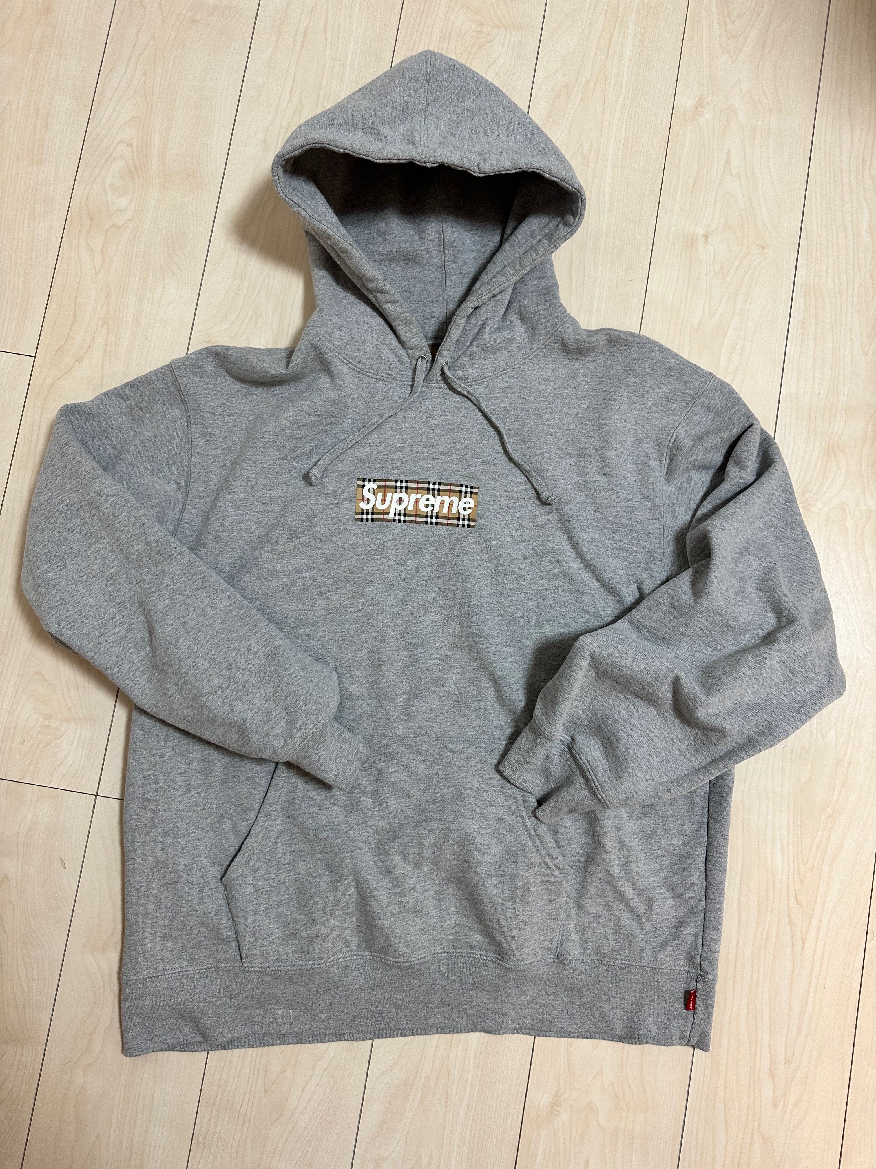 Supreme / Burberry Box Logo Hooded Sweatshirt "Heather Grey"