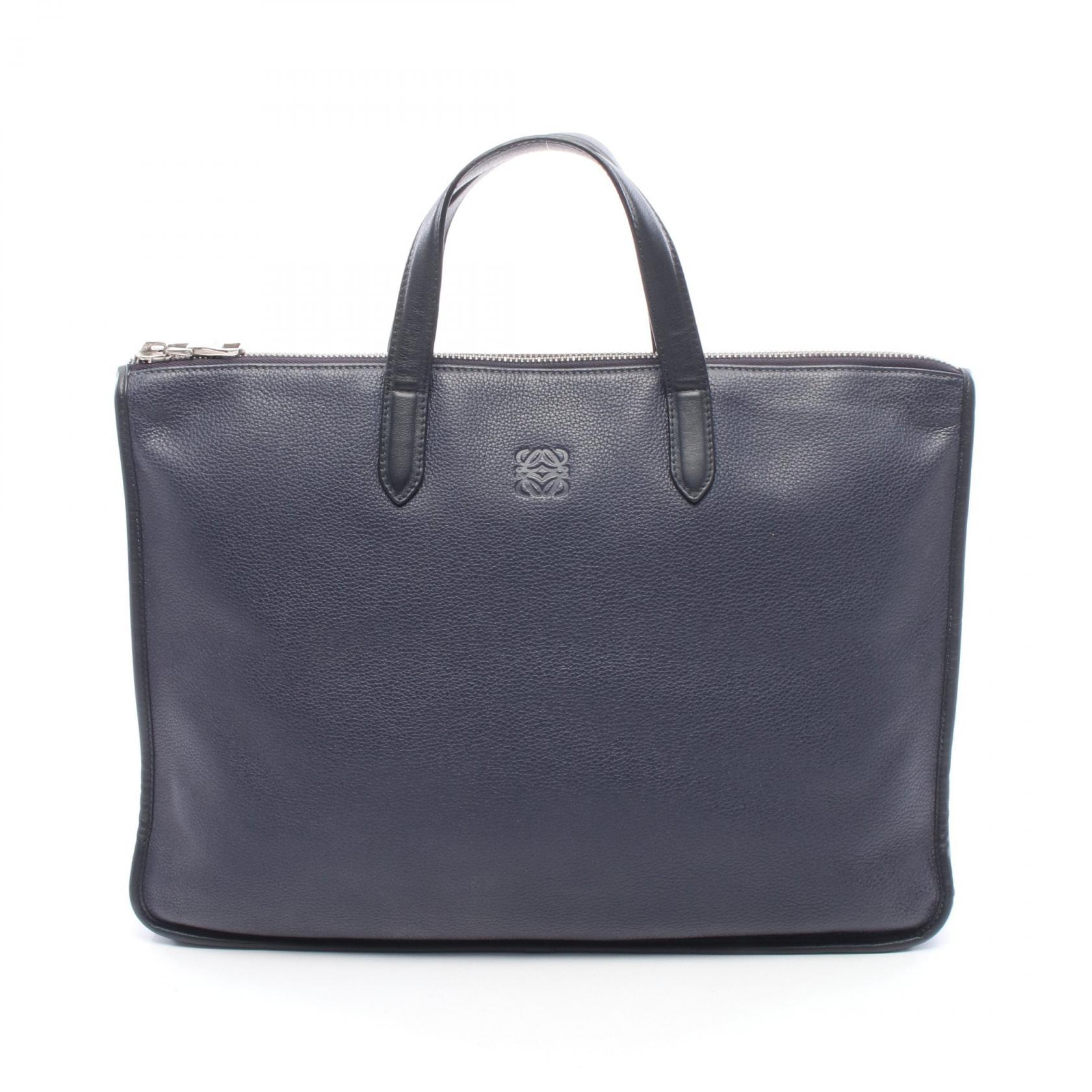 ロエベ LOEWE アナグラム ブリーフケース バッグ レザー メンズ ネイビー系 / ブラック系 【中古】