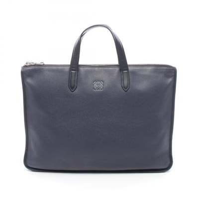 ロエベ LOEWE アナグラム ブリーフケース バッグ レザー メンズ ネイビー系 / ブラック系 【中古】
