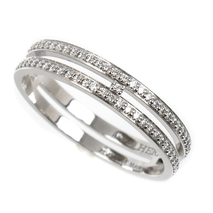 HERMES エルメス K18WG ホワイトゴールド アリアンヌPM ダイヤ リング・指輪 H119698B 00053 ダイヤモンド 13号 53 2.6g レディース【中古】【美品】