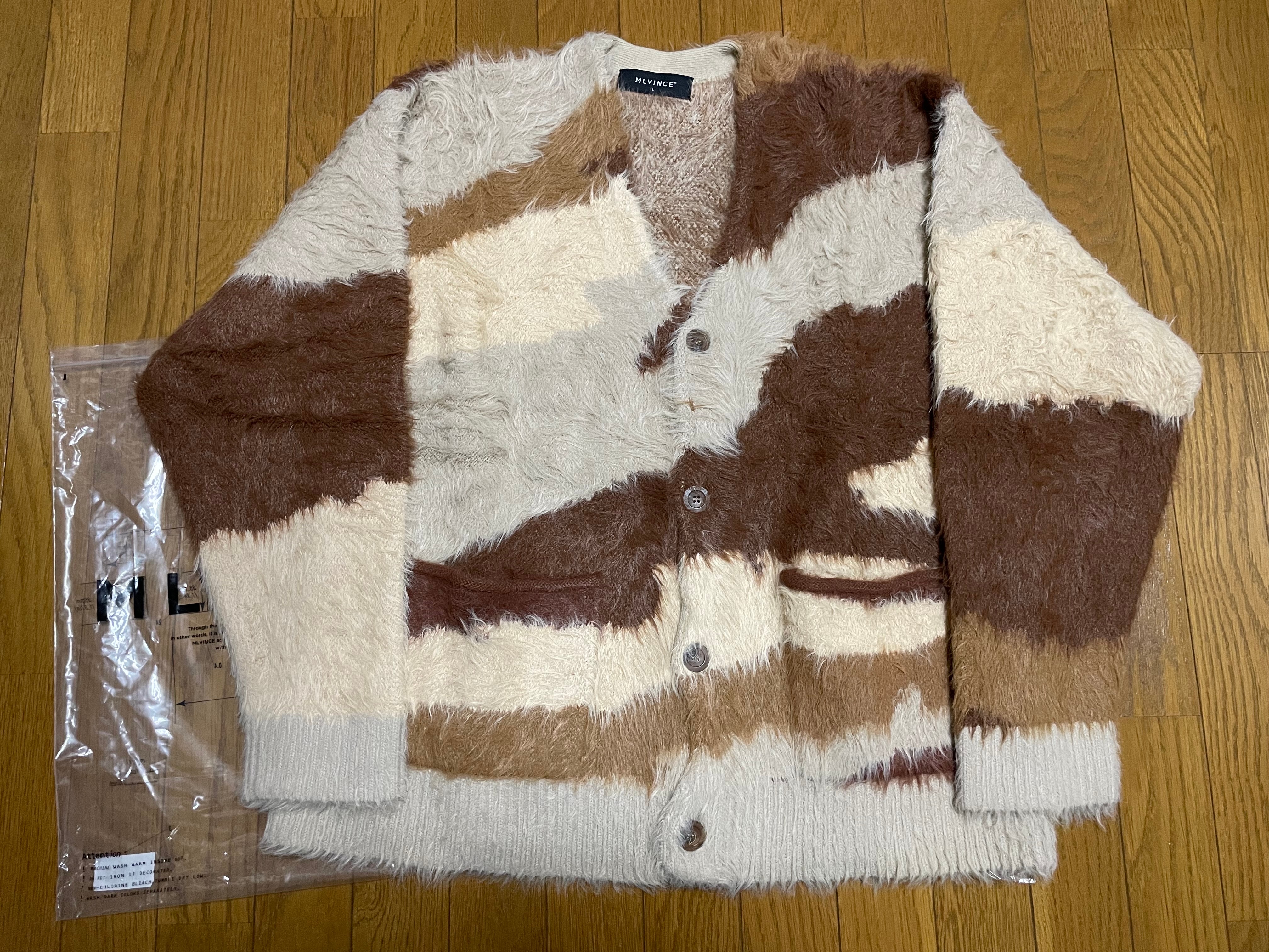 MLVINCE SHAGGY CARDIGAN DESERT CAMO Lサイズ MLVINCE(メルヴィンス)24AW/秋冬 刺し子デニム&シャギーカーディガンが