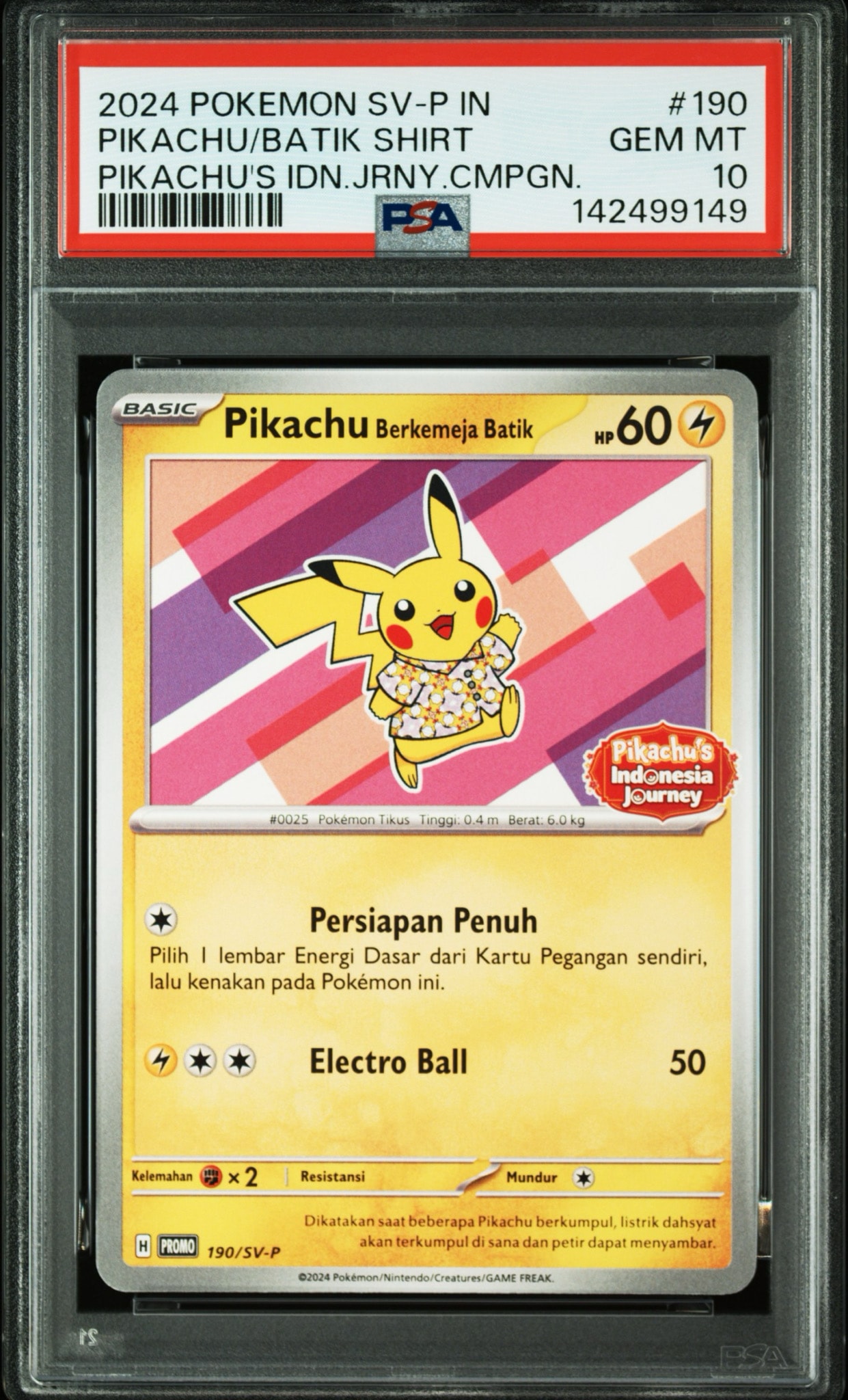 PSA10】バティックシャツを着たピカチュウ (フラワーピカチュウ柄) P