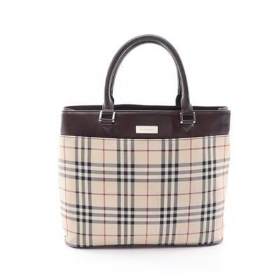 バーバリー BURBERRY ノバチェック トートバッグ バッグ キャンバス レザー レディース ベージュ系 / ブラウン系 / マルチカラー 【中古】