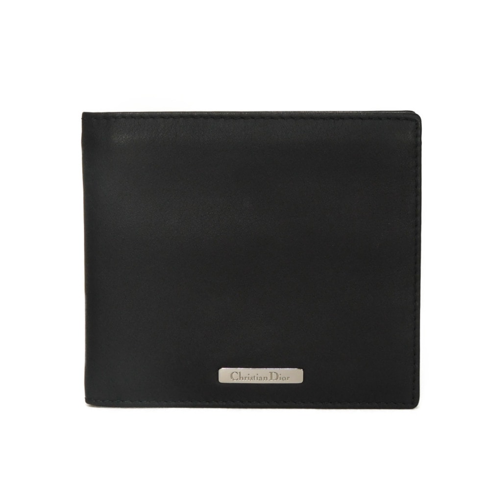Dior ディオール バイフォールド ウォレット 旧型 ヴィンテージ オールド 札入れ カードケース スリム コンパクト ロゴ プレート ブラック 二つ折り財布