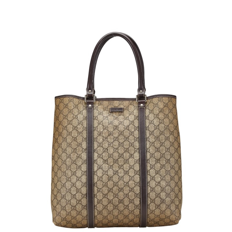 グッチ GGスプリーム トートバッグ ショルダーバッグ 223668 ベージュ ブラウン PVC レザー レディース GUCCI 【中古】