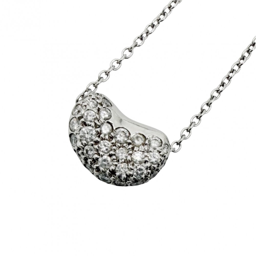 TIFFANY&Co. ティファニー ネックレス エルサペレッティ ビーンモチーフ ジュエリー アクセサリー Pt950プラチナ    ダイヤモンド レディース 約4.6g【中古品】