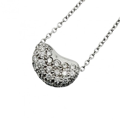 TIFFANY&Co. ティファニー ネックレス エルサペレッティ ビーンモチーフ ジュエリー アクセサリー Pt950プラチナ ダイヤモンド レディース 約4.6g【中古品】