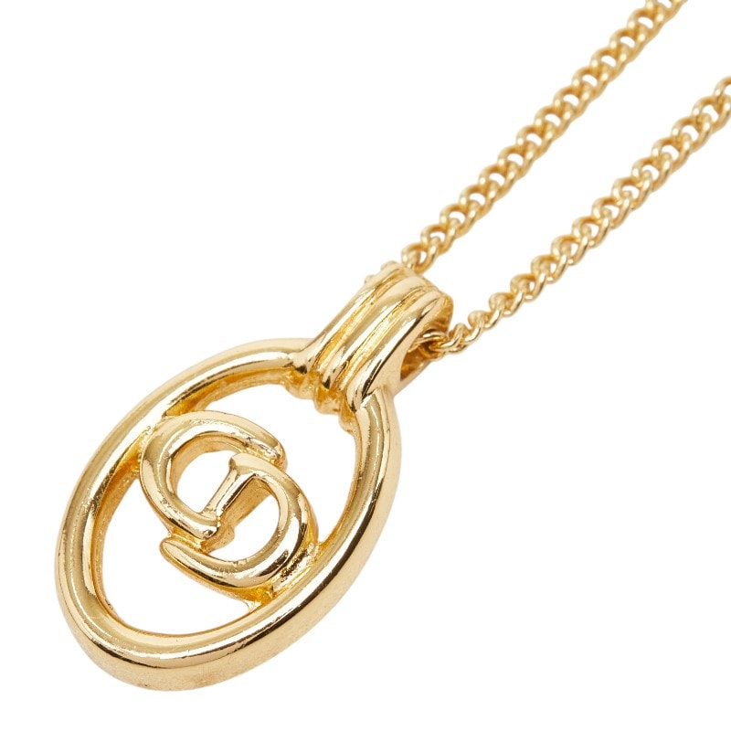 ディオール CDロゴ ペンダント ネックレス ゴールド メッキ GP レディース Dior 【中古】