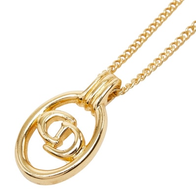 ディオール CDロゴ ペンダント ネックレス ゴールド メッキ GP レディース Dior 【中古】