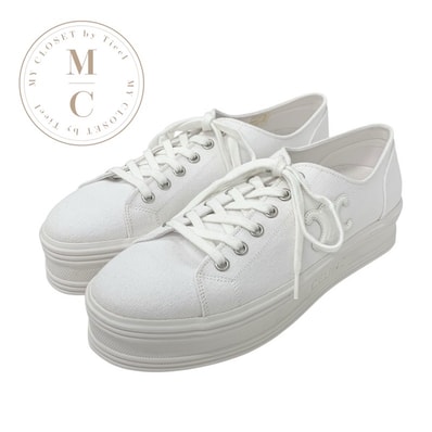 セリーヌ CELINE ジェーン スニーカー 靴 シューズ キャンバス レザー ホワイト 白 トリオンフ