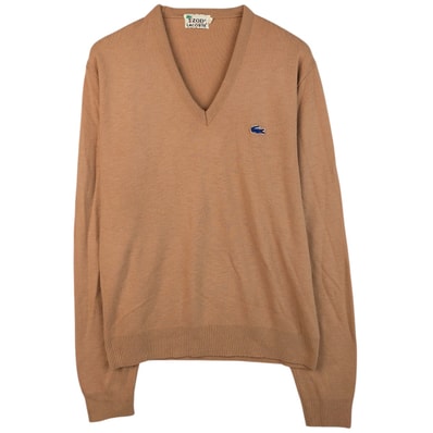 古着 70年代 ラコステ LACOSTE IZOD Vネック アクリルニットセーター メンズL相当 ヴィンテージ/eaa619013