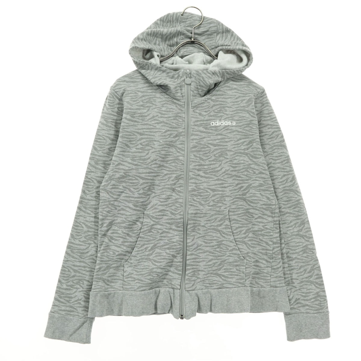 adidas NEO アディダスネオ ゼブラ柄 長袖 ジップパーカー M グレー