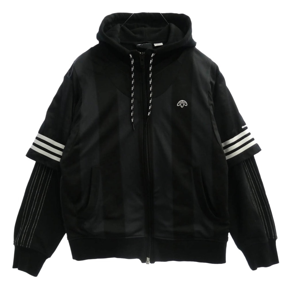 Alexander Wang アレキサンダーワン ジャケット 19SS × Adidas Wangbody hood レイヤード ジップアップ パーカー フーディー ブラック系 XS【中古】