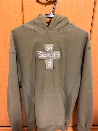 Supreme Cross Box Logo Hooded Sweatshirt "Light Olive"