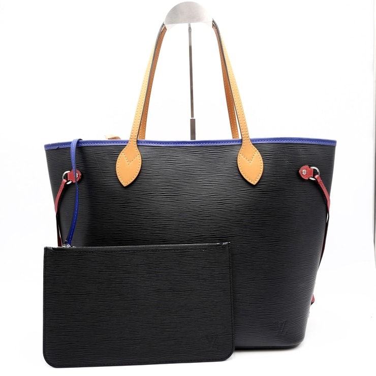 LOUIS VUITTON(ルイ・ヴィトン)ネヴァーフル MM エピ トートバッグ ブラック マルチカラー レザー ポーチ付き シルバー金具 レディース【中古】
