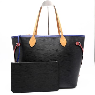 LOUIS VUITTON(ルイ・ヴィトン)ネヴァーフル MM エピ トートバッグ ブラック マルチカラー レザー ポーチ付き シルバー金具 レディース【中古】