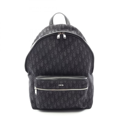 ディオール Dior Rider ライダー オブリーク リュックサック バックパック バッグ キャンバス レザー メンズ ブラック系 【中古】