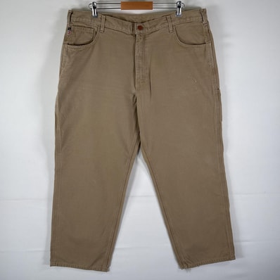 古着 カーハート Carhartt ワークパンツ ダック地 ペインター ワンポイントロゴ カーゴ 作業着 ジップ w42 L30 ベージュ メンズ