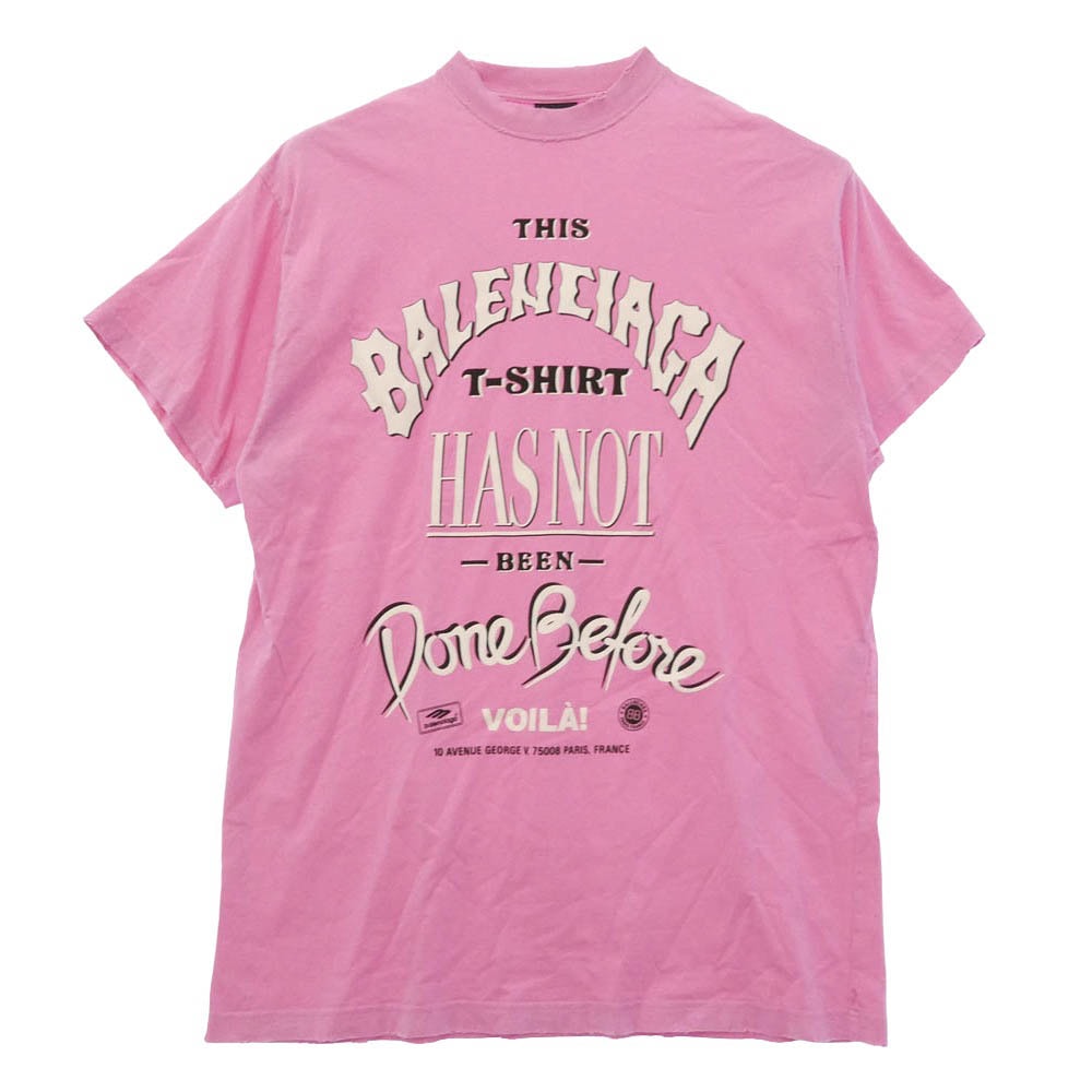 BALENCIAGA バレンシアガ 24aw 787349 TQVW4 Oversized T-shirt オーバーサイズ ダメージ 加工 半袖 Tシャツ カットソー ピンク系 L【中古】