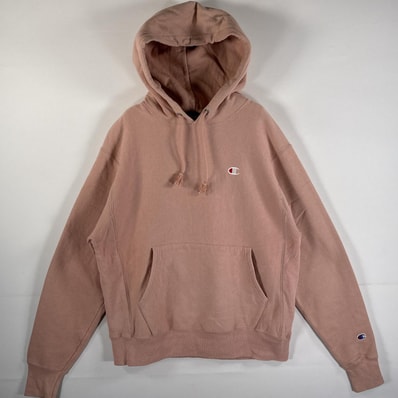 古着 チャンピオン Champion パーカー リバースウィーブ 復刻 ワンポイントロゴ刺繍 マフポケット MEDIUM(JPN XL) ピンク系 メンズ