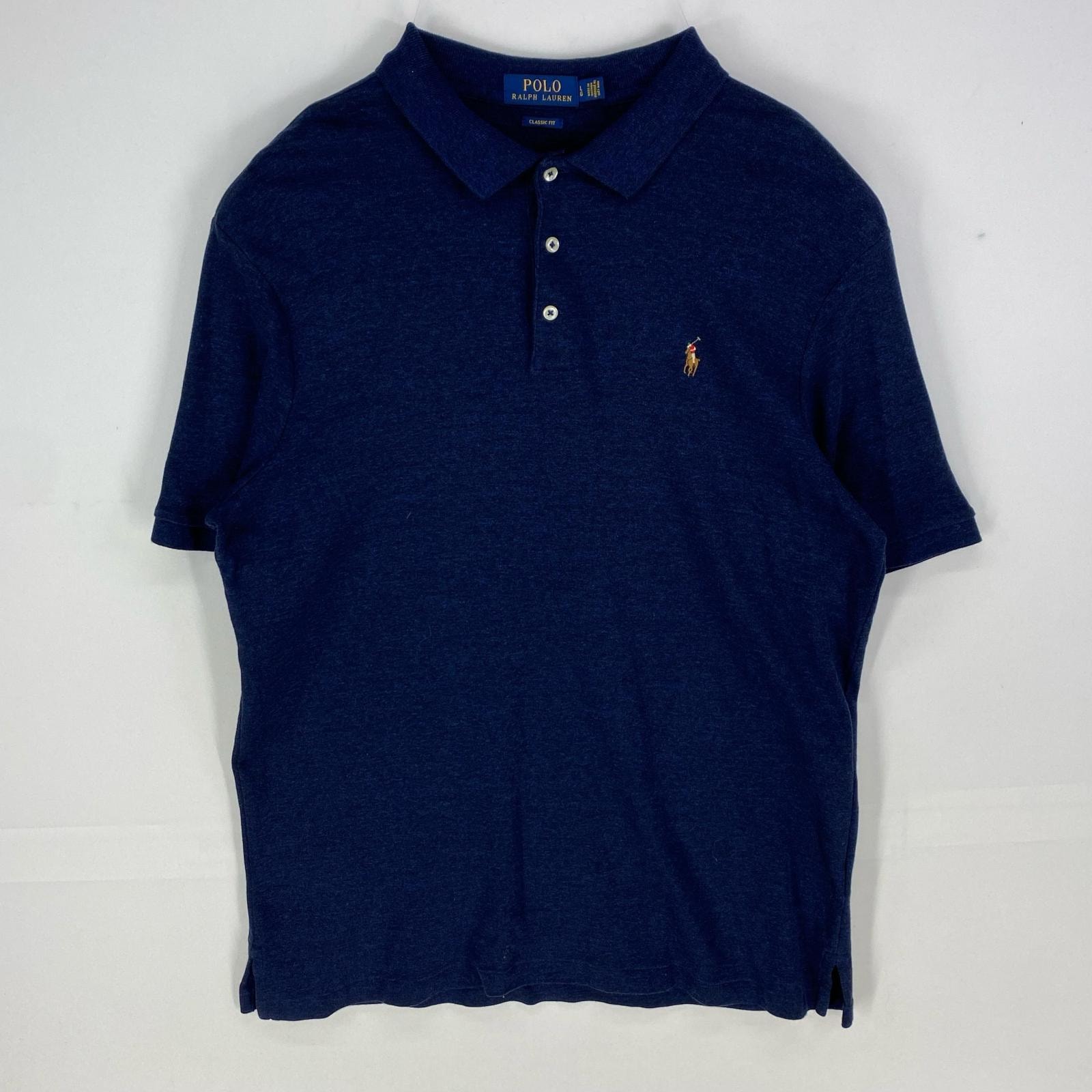 古着 ポロ・ラルフローレン POLO RALPH LAUREN 半袖シャツ ワンポイント 刺繍ロゴ ポロシャツ L ネイビー系 メンズ