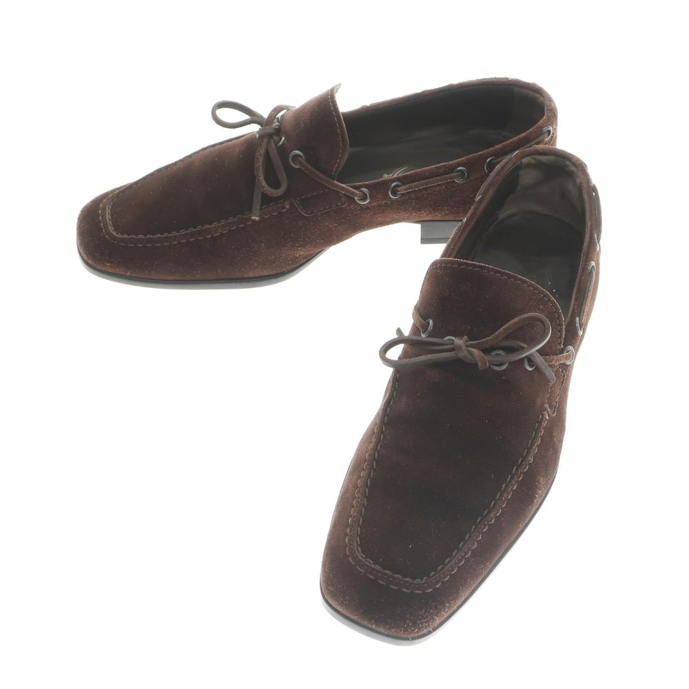 【中古】トッズ TOD'S スエード Uチップローファー ダークブラウン【サイズ6 1/2】【メンズ】