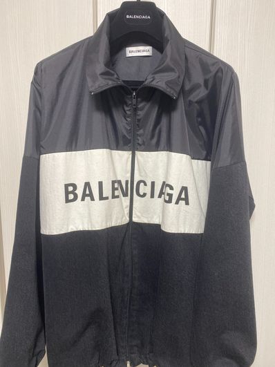 BALENCIAGA Logo Nylon Denim Track Jacket "Black"