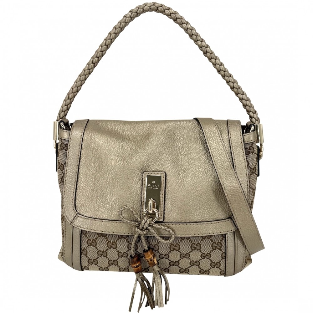 GUCCI グッチ 2WAY ベラ ハンドバッグ ショルダーバッグ 肩掛け 斜め掛け 282301 GGキャンバス レザー ベージュ ゴールド ゴールド金具 レディース【中古品】