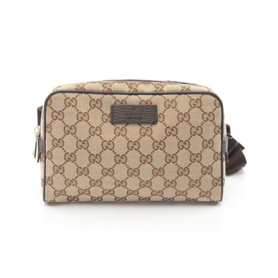グッチ GUCCI GGキャンバス ウエストバッグ ボディバッグ バッグ キャンバス レザー メンズ レディース ベージュ系 / ブラウン系 449174 【中古】