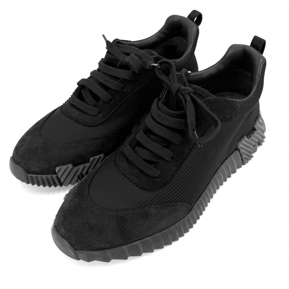 HERMES エルメス スニーカー メッシュ バウンジング 靴 シューズ 41サイズ 26cm    ブラック 黒 メンズ【中古品】