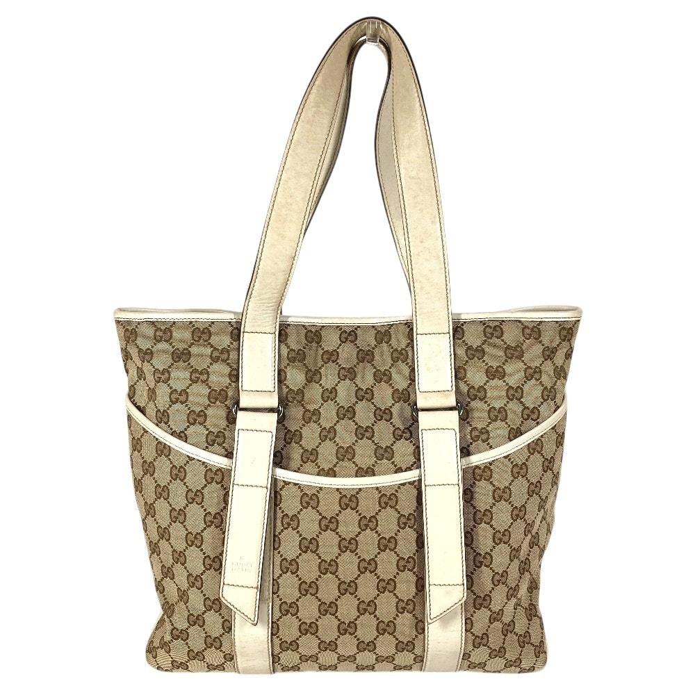 グッチ GUCCI GG ロゴ 145971 肩掛け カバン トートバッグ ショルダーバッグ GGキャンバス/レザー ホワイト