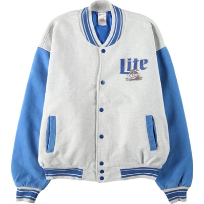 古着 90年代 フルーツオブザルーム FRUIT OF THE LOOM MILLER LITE アドバダイジング スウェットスタジャン バーシティジャケット/eaa631774