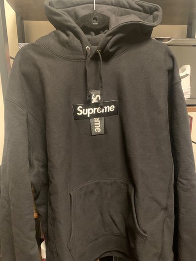 Supreme Cross Box Logo Hooded Sweatshirt "Black"
