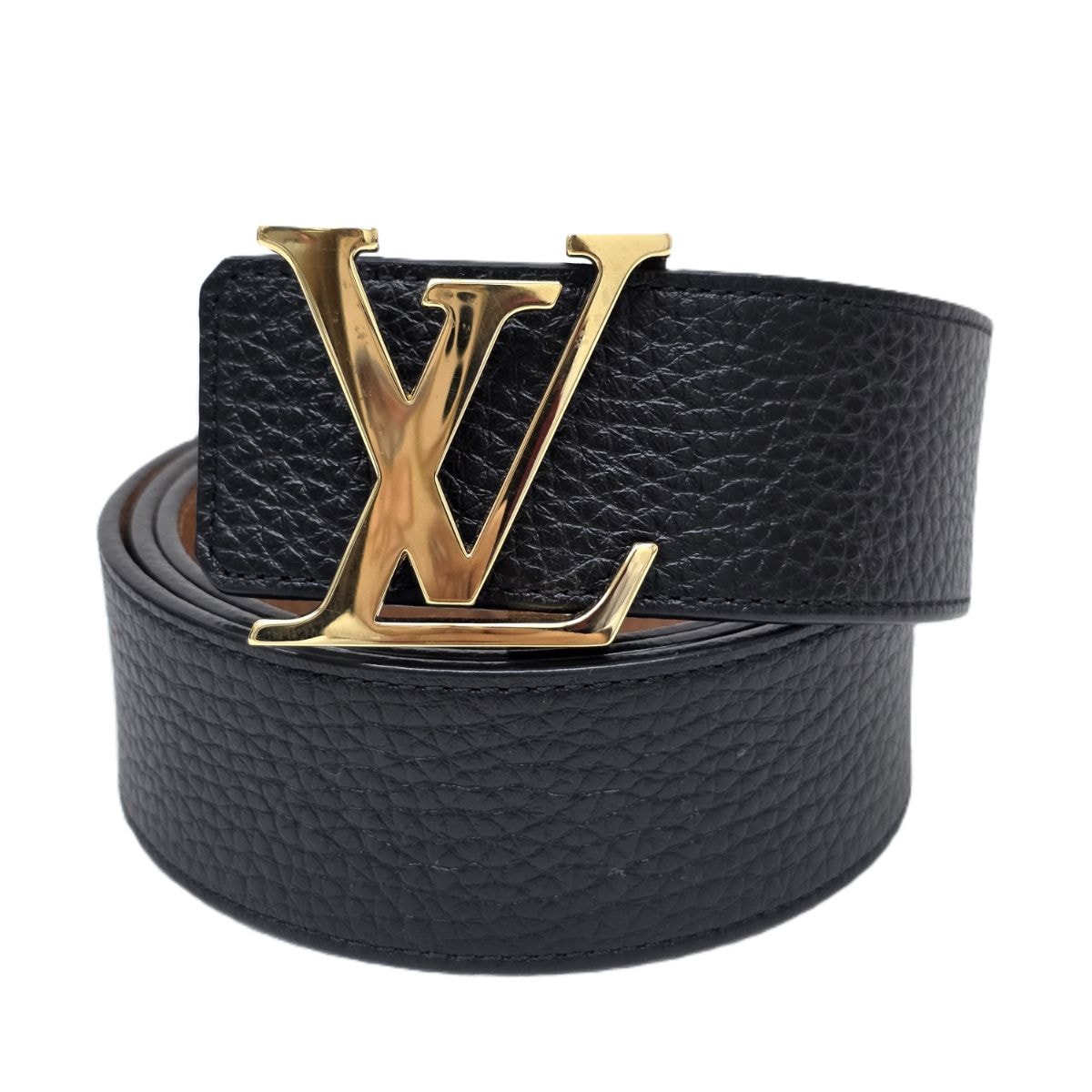 LOUIS VUITTON ルイ・ヴィトン サンチュール・LVイニシャル 40MM リバーシブル ベルト M9151 レザー ブラック ブラウン メンズ【中古】