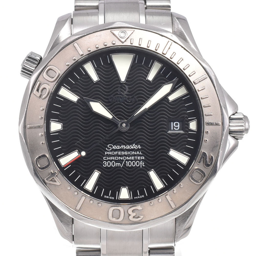 オメガ OMEGA 2230.50 シーマスター 300M WG ベゼル デイト クロノメーター ブラック 自動巻き メンズ 美品 保証書付き 腕時計 I#150505
