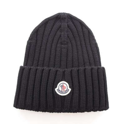モンクレール MONCLER ロゴワッペン ニットキャップ ニットキャップ 帽子 ウール レディース ブラック系 L20933B00036999 【新品】