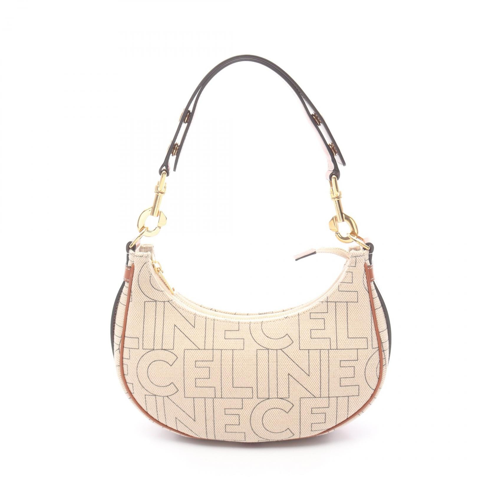 セリーヌ CELINE AVA ミディアム アヴァ ショルダーバッグ バッグ キャンバス レザー レディース ベージュ系 / ブラウン系 【中古】
